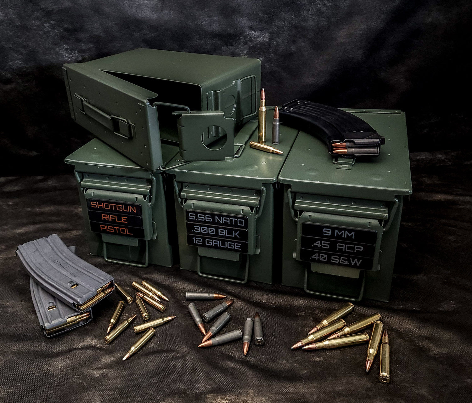 Ammo storage labels, organize your ammo cans and containers, reloading bench, gun safe, locker, storage cabinets with custom magnetic or adhesive identification tags - Mod-5 Designs