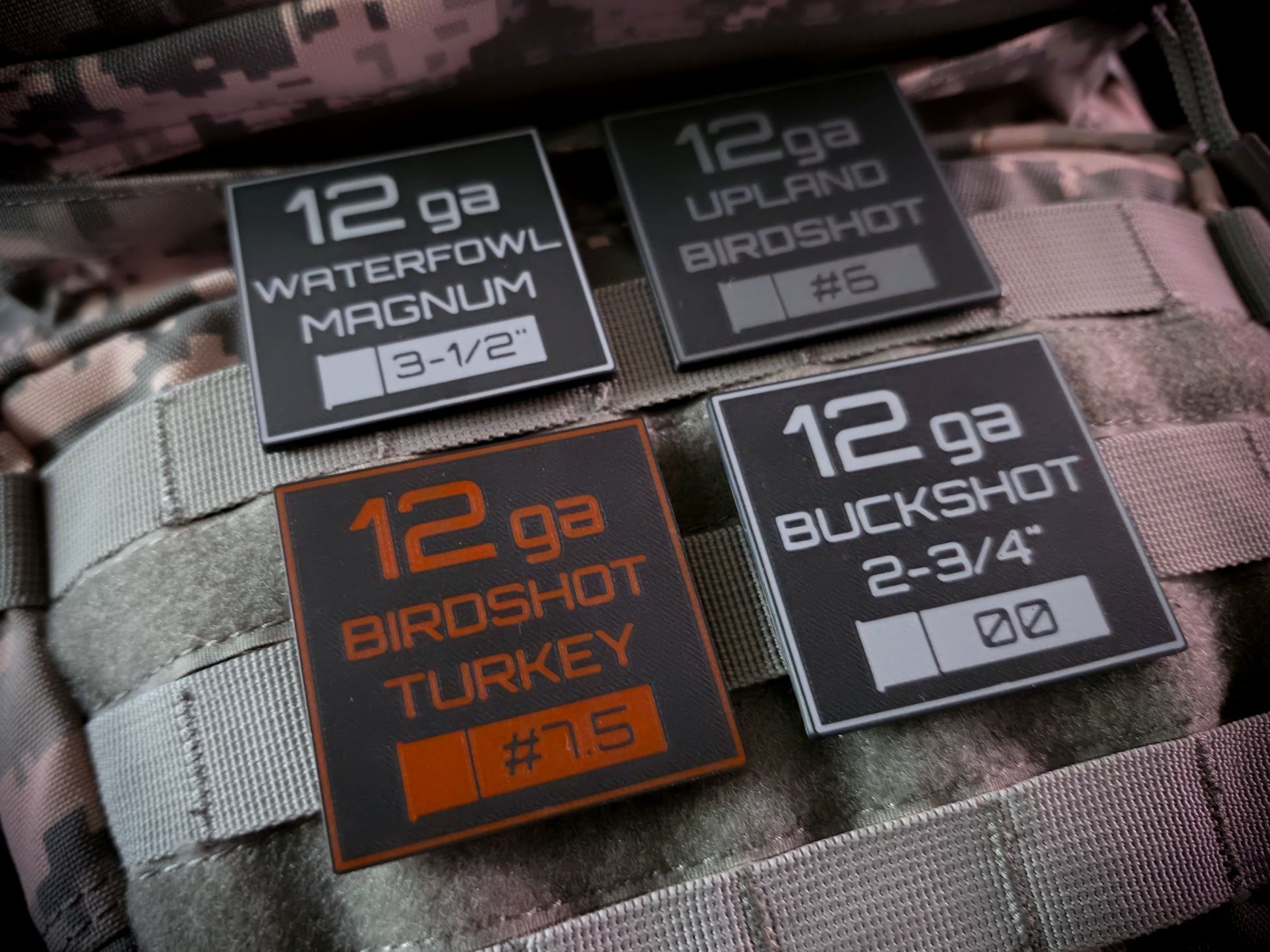 Custom ammo labels for 12 gauge shotgun calibers by Mod-5 Designs
